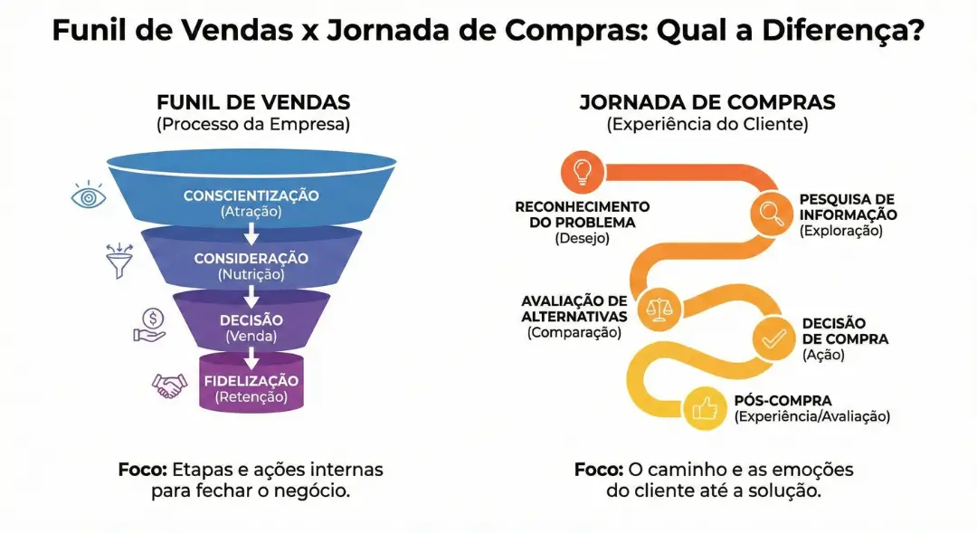 Imagem de capa do artigo: Funil de Vendas x Jornada de Compras: qual a diferença?
